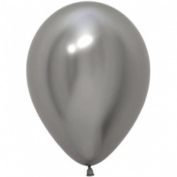 Воздушный шар  12"(30см) круглый металлик (Серебро хром).