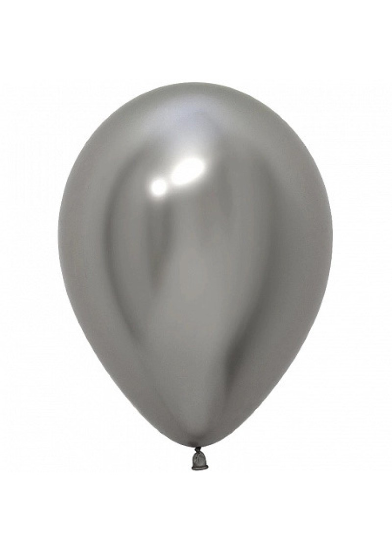 Воздушный шар  12"(30см) круглый металлик (Серебро хром).